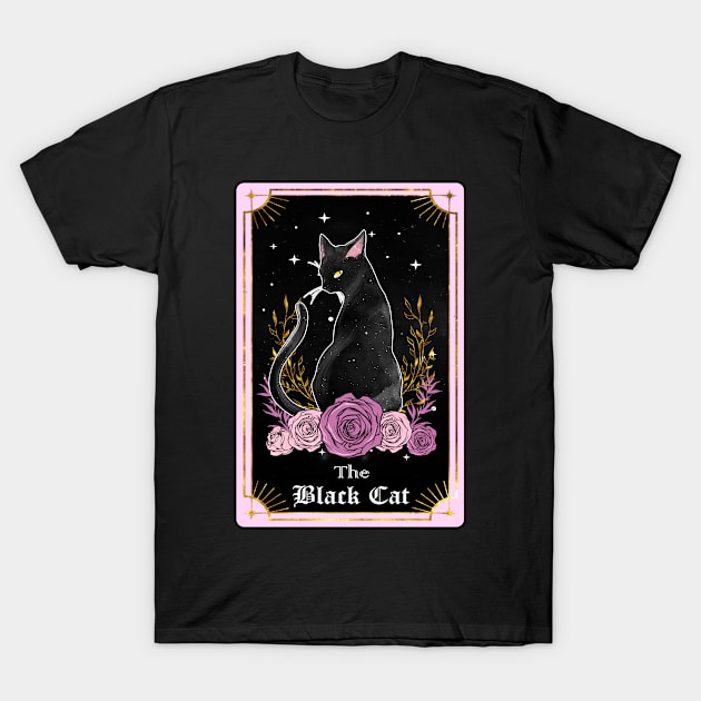 Mystic Black Cat Tarot Card T-Shirt by Kelleh Co. 